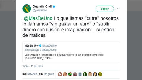 Tuit de la Guardia Civil a M&aacute;s de uno