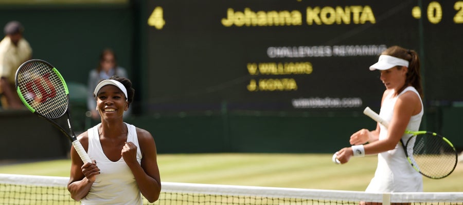 Venus Williams celebra su victoria ante Konta Venus Williams celebra su victoria ante Konta