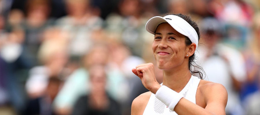Muguruza celebra una victoria en Wimbledon Muguruza celebra una victoria en Wimbledon