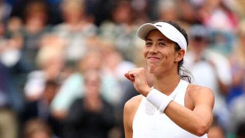 Muguruza celebra una victoria en Wimbledon