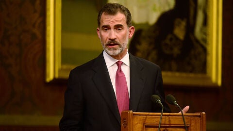 El Rey Felipe VI, durante su discurso ante el Parlamento Brit&aacute;nico