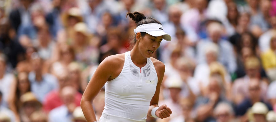 Muguruza celebra un punto ante Rybarikova Muguruza celebra un punto ante Rybarikova