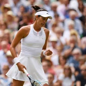 Muguruza celebra un punto ante Rybarikova Muguruza celebra un punto ante Rybarikova