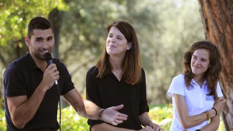 Ana Lozano, Ruth Beitia y Samuel Garc&iacute;a en el acto de presentaci&oacute;n del Meeting Madrid 2017
