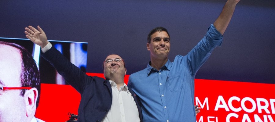 Pedro Sánchez junto a Miquel Iceta Pedro Sánchez junto a Miquel Iceta
