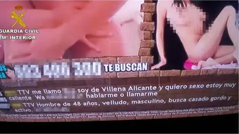 Imagen con el anuncio sexual con el teléfono de la menor facilitada por la Guardia Civil Imagen con el anuncio sexual con el teléfono de la menor facilitada por la Guardia Civil