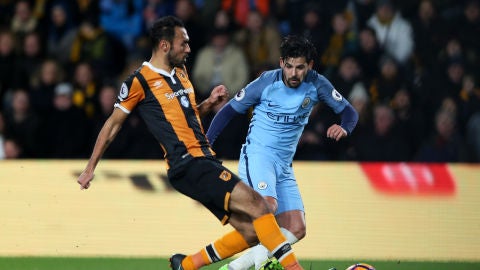 Nolito jugando con el Manchester City