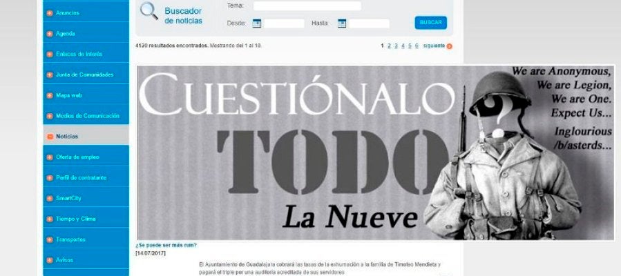 Anonymous 'hackea' la web del Ayuntamiento de Guadalajara Anonymous 'hackea' la web del Ayuntamiento de Guadalajara