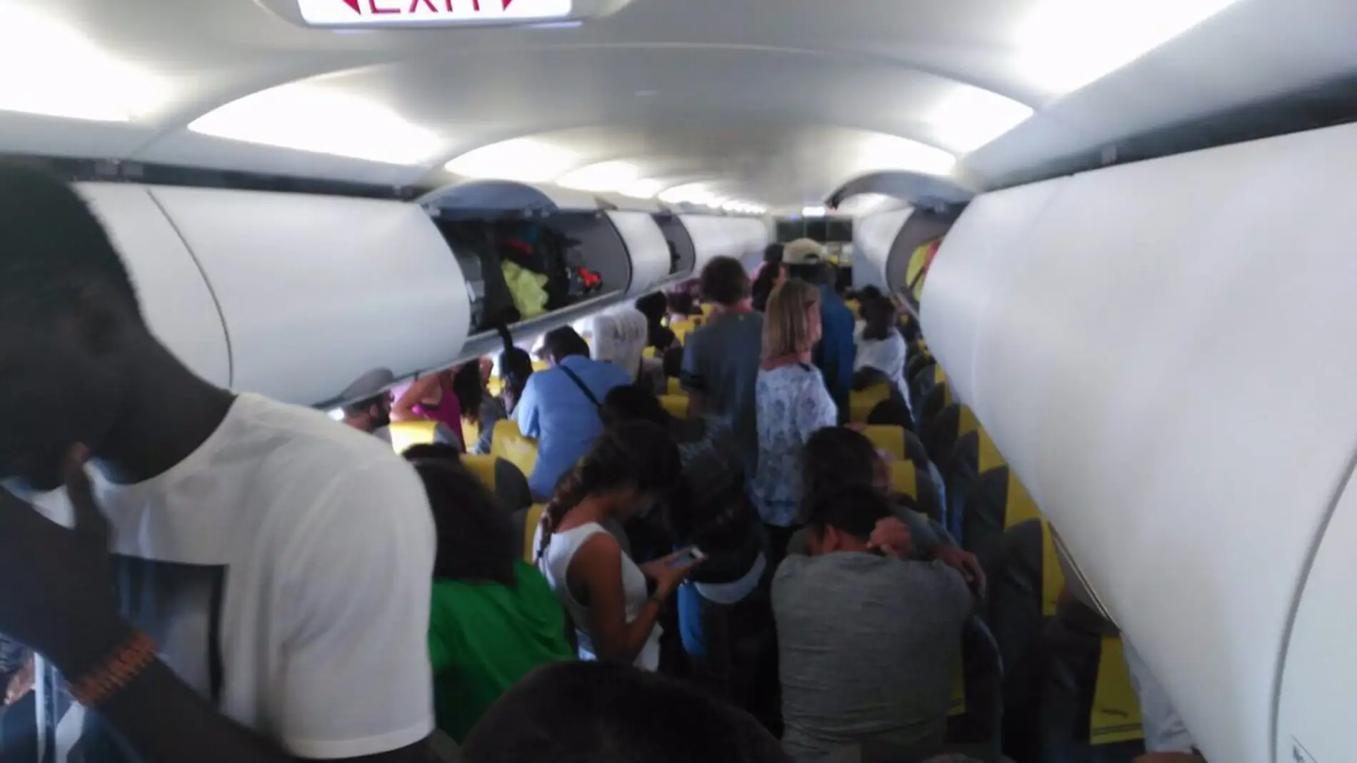 Una imagen del momento de la protesta en la cabina del avión 