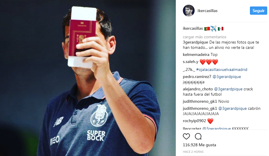 Nuevo troleo de Piqué a Casillas en Instagram: "¡Un alivio no verte la cara!" Nuevo troleo de Piqué a Casillas en Instagram: "¡Un alivio no verte la cara!"