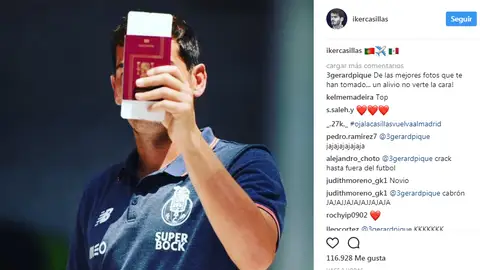Gerard Piqué responde a la foto subida por Iker Casillas Gerard Piqué responde a la foto subida por Iker Casillas