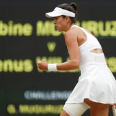 Garbiñe Muguruza celebra con el puño tras ganar el primer set a Venus Williams Garbiñe Muguruza celebra con el puño tras ganar el primer set a Venus Williams