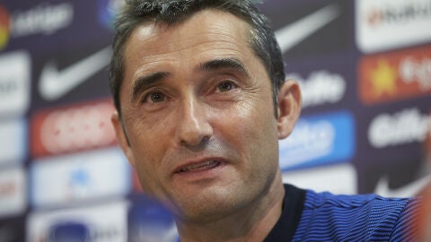 El t&eacute;cnico Ernesto Valverde en rueda de prensa