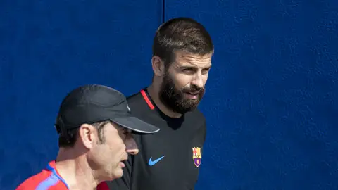 Gerard Piqué, antes de entrenar con el Barcelona Gerard Piqué, antes de entrenar con el Barcelona