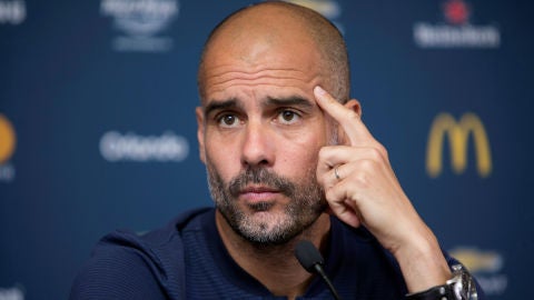 Pep Guardiola, durante la rueda de prensa
