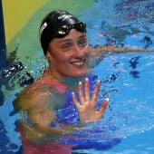 Mireia Belmonte, tras acabar una prueba del Mundial de Natación de Budapest
