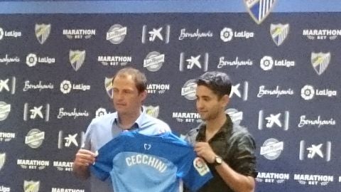 Arnau y Cecchini en la presentaci&oacute;n del argentino del M&aacute;laga