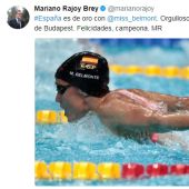 Mariano Rajoy felicita a Mireia Belmonte en Twitter