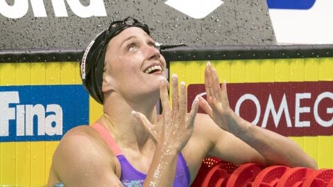 Mireia Belmonte, tras acabar una prueba en el Mundial de Nataci&oacute;n