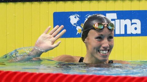 Jessica Vall, tras clasificarse para la final de 200 metros braza en los Mundiales de Nataci&oacute;n 2017 de Budapest