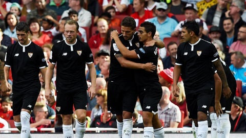 El Sevilla celebrando un gol