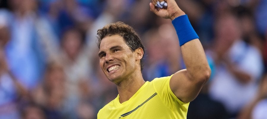 Nadal celebra su victoria ante Coric Nadal celebra su victoria ante Coric