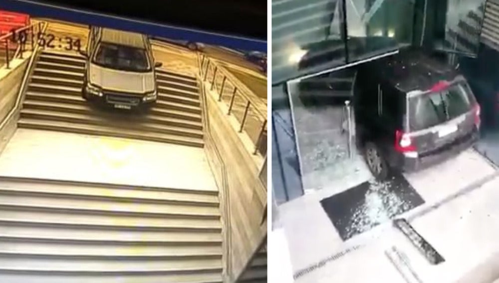 Una mujer confunde la entrada de un edificio con la de un parking subterráneo