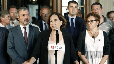 Ada Colau durante una rueda de prensa