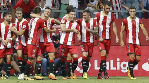Los jugadores del Girona celebran un gol Los jugadores del Girona celebran un gol