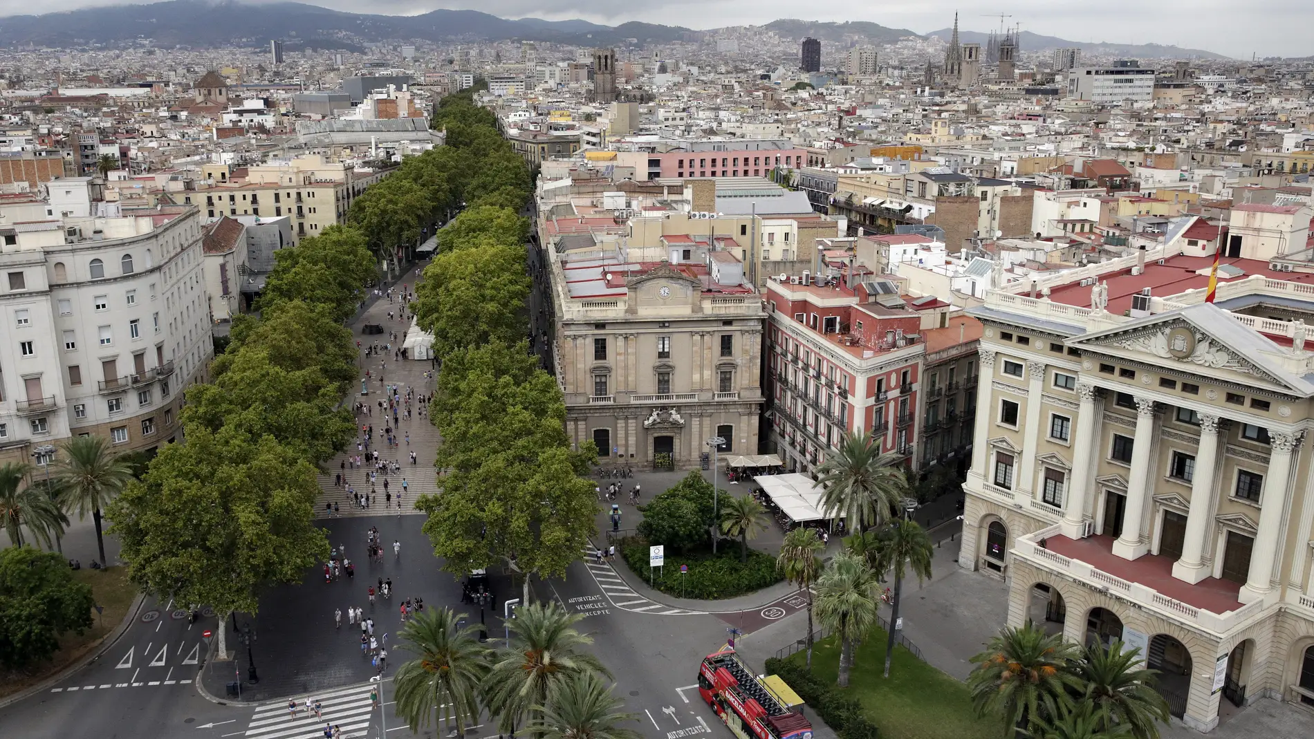 Vista desde el Monumento de Colón de Las Ramblas de Barcelona