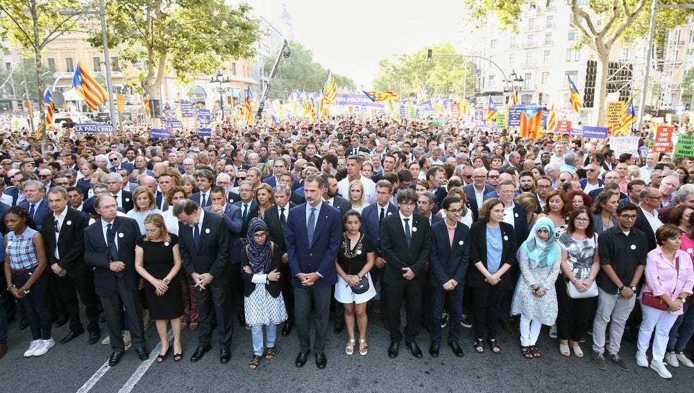 Rey en la manifestación antiterrorista en Barcelona 
