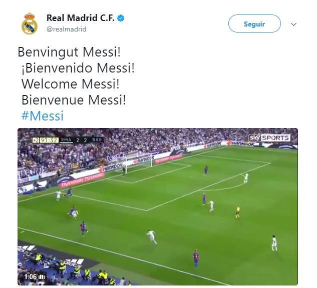 'Hackean' la cuenta de Twitter oficial del Real Madrid: "¡Bienvenido, Messi!" 'Hackean' la cuenta de Twitter oficial del Real Madrid: "¡Bienvenido, Messi!"