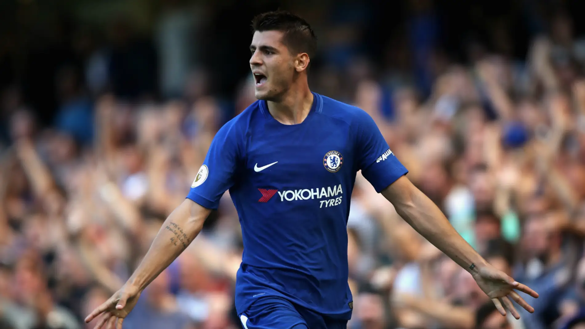 Álvaro Morata celebra un gol con el Chelsea