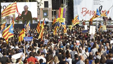 Esteladas en la manifestaci&oacute;n de Barcelona