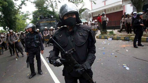 La polic&iacute;a de Indonesia en una imagen de archivo