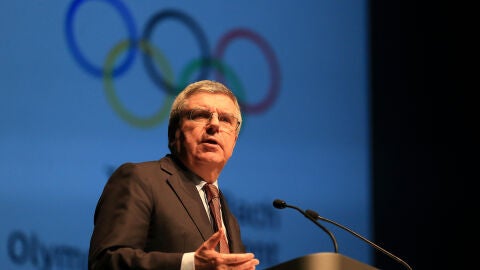 Thomas Bach en una rueda de prensa