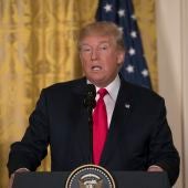 El presidente de Estados Unidos, Donald Trump, habla durante una conferencia de prensa
