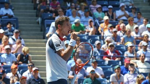 Pablo Carre&ntilde;o celebra un punto contra Schwartzman
