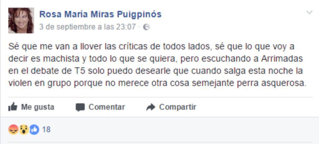 Despiden a la internauta que deseó en las redes sociales que "violen" a Arrimadas Despiden a la internauta que deseó en las redes sociales que "violen" a Arrimadas