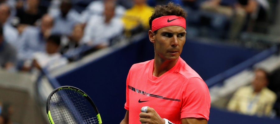 Rafa Nadal celebra un punto ante Rublev Rafa Nadal celebra un punto ante Rublev