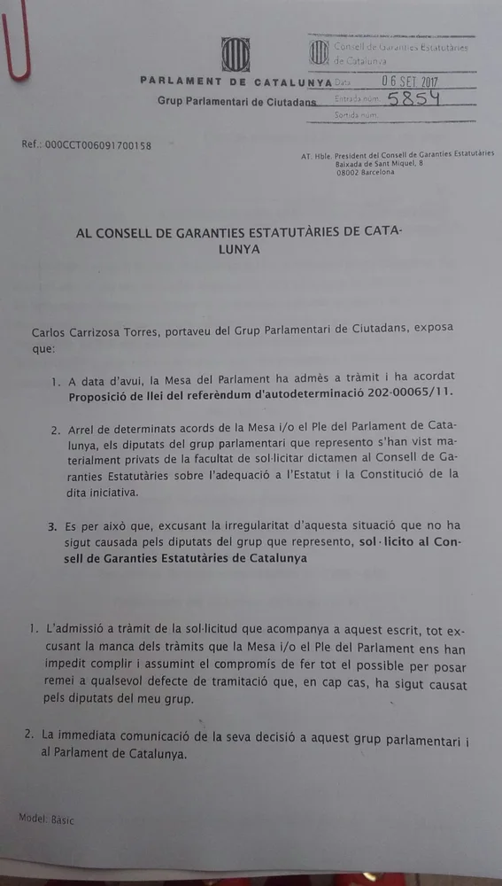 Ciudadanos pide dictamen al Consejo de Garantías Ciudadanos pide dictamen al Consejo de Garantías