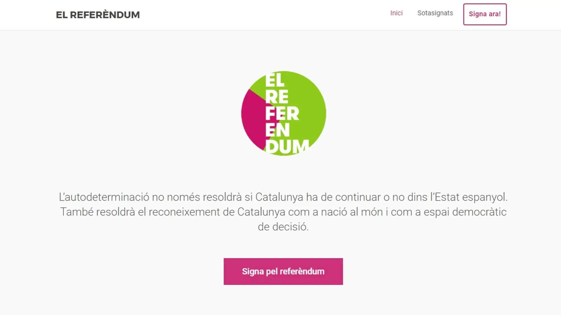 La página web que el Gobierno pone a disposición de los ciudadanos para firmar en apoyo del referéndum