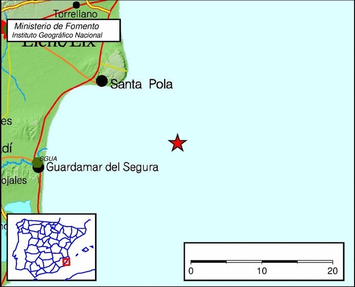 Un terremoto de 2’7 grados se deja sentir levemente en zonas de Elche, Santa Pola y Guardamar del Segura Un terremoto de 2’7 grados se deja sentir levemente en zonas de Elche, Santa Pola y Guardamar del Segura