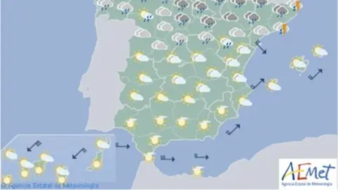 Mapa de predicción meteorológica de la AEMET Mapa de predicción meteorológica de la AEMET