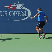 Marc López y Feliciano López, en acción durante el US Open Marc López y Feliciano López, en acción durante el US Open