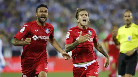Álvaro Jiménez celebra su gol contra el Leganés Álvaro Jiménez celebra su gol contra el Leganés