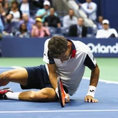 Pablo Carreño, en el suelo tras un punto en su partido contra Anderson Pablo Carreño, en el suelo tras un punto en su partido contra Anderson