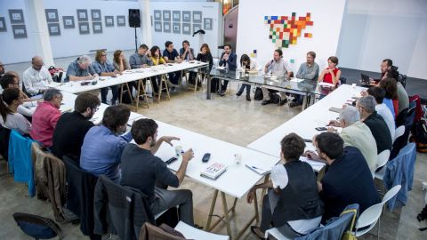 Reuni&oacute;n del grupo 'Rumbo 2020' de Podemos convocado por Pablo Iglesias