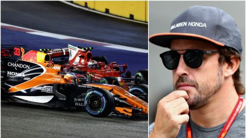 Cabreo de Alonso tras su accidente en Singapur