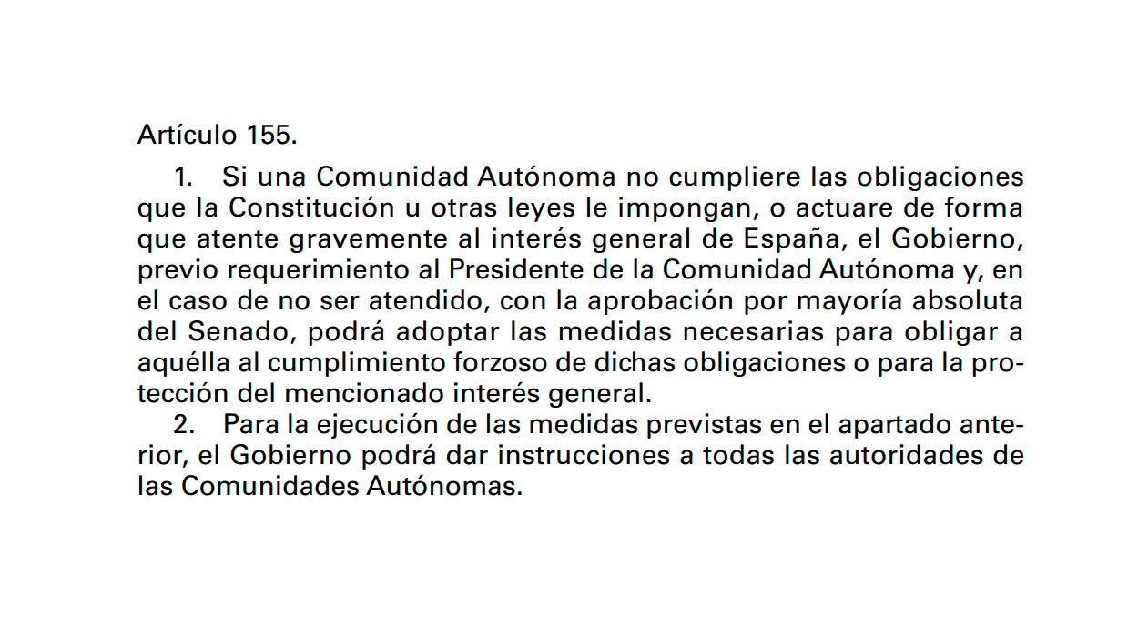 ¿Qué es el artículo 155 de la Constitución y qué implica para Cataluña? ¿Qué es el artículo 155 de la Constitución y qué implica para Cataluña?